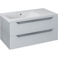 Sapho WAVE umývadlová skrinka 89, 7x45x47, 8cm, ľavá, biela/dub strieborný WA092-3011