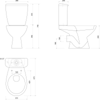 Aqualine JOSE WC kombi, dvojtlačítko 3/6l, zadný odpad, biela PS8812