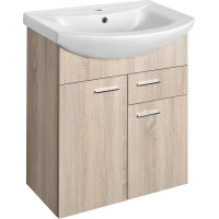 Aqualine ZOJA umývadlová skrinka 61, 5x74x32cm, 2x dvierka, 1x zásuvka, dub platín 51165
