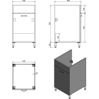 Aqualine Skrinka pod výlevku 43x70x49, 6cm, biela 57034