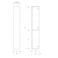 Sapho ESPACE skrinka 25x172x32cm, 1x dvierka, ľavá/pravá, dub alabama ESC120-2222