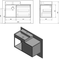 Sapho SKARA umývadlová skrinka 100x49, 5x46, 5cm, čierna mat/biela mat CG004-3131