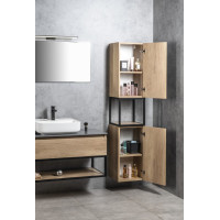 Sapho SKARA skrinka 35x171x32cm, 2x dvierka, ľavá/pravá, čierna mat/dub Alabama CG010-2222