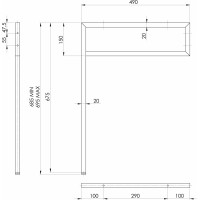 Sapho Podperná konzola 490x690x20mm, lakovaná oceľ, čierna mat 30362
