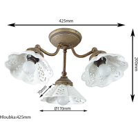 Sapho NAPOLI stropné svietidlo, 3xE14, 40W, 230V, keramické tienidlo, bronz MC613