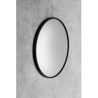 Sapho NOTION SLIM okrúhle zrkadlo v ráme ø 50cm, čierna mat NT500