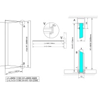 Polysan ARCHITEX LINE kalené sklo, L 1000 - 1199mm, H 1800 - 2600mm, číre AL1012