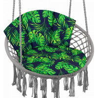 Vodeodolný vankúš do závesného kresla LUNA BIZU 60x100 cm - Monstera - tmavo modrý