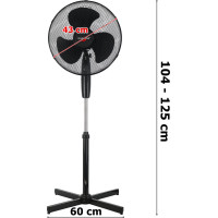Stojanový ventilátor KÚD 125 cm - čierny