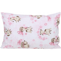 Detské bavlnené obliečky do postieľky 120x90 cm BABYMAM PREMIUM - Žirafa - ružové