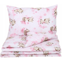 Detské bavlnené obliečky do postieľky 120x90 cm BABYMAM PREMIUM - Žirafa - ružové