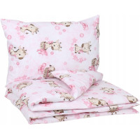 Detské bavlnené obliečky do postieľky 120x90 cm BABYMAM PREMIUM - Žirafa - ružové