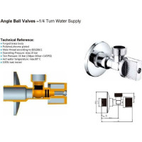 Aqualine Rohový guľový ventil 1/2"x3/8", pár, chróm 5306