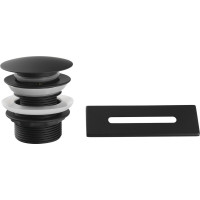 Aqualine SET krytka prepadu, vaňová výpusť 1"1/2, click-clack, čierna mat TF9005B