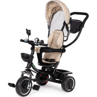 ECOTOYS Trojkolka so strechou a vodiacou tyčou béžová