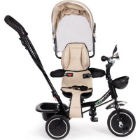 ECOTOYS Trojkolka so strechou a vodiacou tyčou béžová