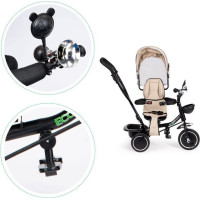 ECOTOYS Trojkolka so strechou a vodiacou tyčou béžová