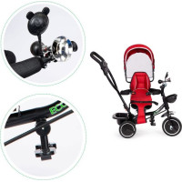 ECOTOYS Trojkolka so strechou a vodiacou tyčou červená