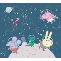 Detská fototapeta - Prasiatko Peppa výlet na mesiac - 300x270 cm