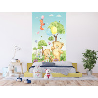 Detská fototapeta - Medvedík - zelený - 150x270 cm