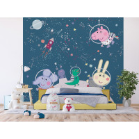 Detská fototapeta - Prasiatko Peppa výlet na mesiac - 300x270 cm