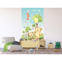 Detská fototapeta - Medvedík - zelený - 150x270 cm