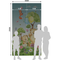 Detská fototapeta - Medvedík - zelený - 150x270 cm