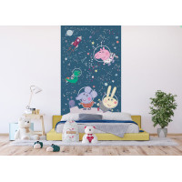 Detská fototapeta - Prasiatko Peppa výlet na mesiac - 150x270 cm