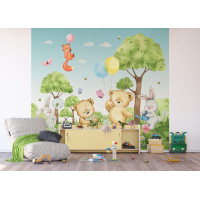 Detská fototapeta - Medvedík - zelený - 300x270 cm