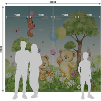 Detská fototapeta - Medvedík - zelený - 300x270 cm