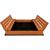 SAND TROPIC Drevené pieskovisko s lavičkami a príslušenstvom 146x137 cm (impregnované)
