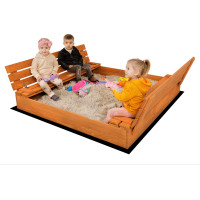 SAND TROPIC Drevené pieskovisko s lavičkami a príslušenstvom 146x137 cm (impregnované)