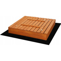 SAND TROPIC Drevené pieskovisko s lavičkami a príslušenstvom 146x137 cm (impregnované)