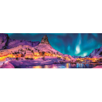 CLEMENTONI Panoramatické puzzle Polárna noc nad Lofoty 1000 dielikov