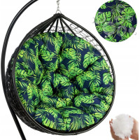 Obojstranný vodeodolný sedací vankúš do závesného kresla 130 cm - Monstera/čierny