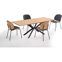 Jedálenský stôl LEGARTO 160(200)x90x76 cm - rozkladací - prírodný dub/čierny