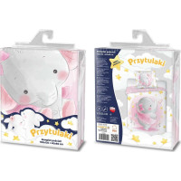 Detské bavlnené obliečky do postieľky 135x100 cm CUDDLES - Sloník - ružové