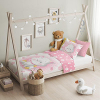 Detské bavlnené obliečky do postieľky 135x100 cm CUDDLES - Mačička