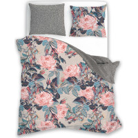 Bavlnené obliečky FLOWERS - šedé/tmavo šedé - 220x200 cm