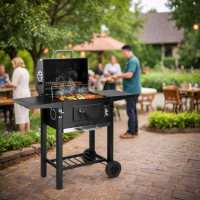 Záhradný gril na drevené uhlie CARBON - čierny