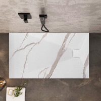 Sprchová SMC vanička REA MAGNUM CARRARA WHITE 90x120 cm - imitácia kameňa - biela