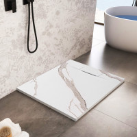 Sprchová SMC vanička REA Bazalt CARRARA WHITE 90x90 cm - imitácia kameňa - biela