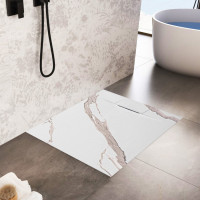 Sprchová SMC vanička REA Bazalt CARRARA WHITE 90x90 cm - imitácia kameňa - biela