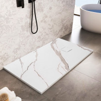 Sprchová SMC vanička REA MAGNUM CARRARA WHITE 90x120 cm - imitácia kameňa - biela