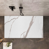 Sprchová SMC vanička REA Bazalt CARRARA WHITE 90x120 cm - imitácia kameňa - biela