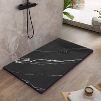 Sprchová SMC vanička REA MAGNUM CARRARA BLACK 90x120 cm - imitácia kameňa - čierna