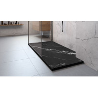 Sprchová SMC vanička REA MAGNUM CARRARA BLACK 90x120 cm - imitácia kameňa - čierna