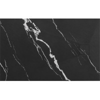 Sprchová SMC vanička REA MAGNUM CARRARA BLACK 80x100 cm - imitácia kameňa - čierna