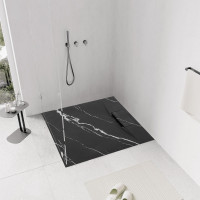 Sprchová SMC vanička REA Bazalt CARRARA BLACK 90x90 cm - imitácia kameňa - čierna
