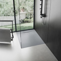 Sprchová SMC vanička REA BAZALT GREY 90x90 cm - imitácia kameňa - šedá